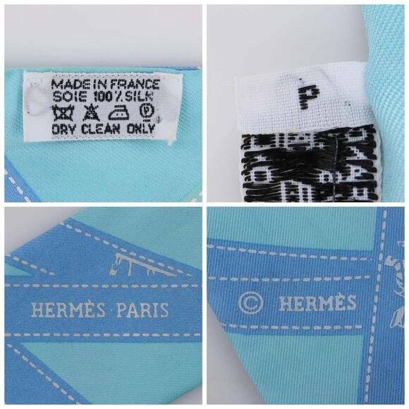 Hermes Twilly Turquoise Bolduc Ribbon Print Silk Skinny Scarf Neck Tie - OS - Picture 5 of 5